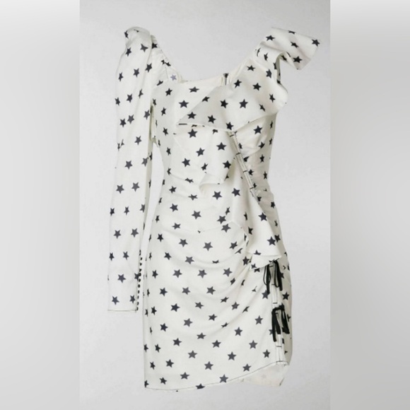 Self-Portrait Black Star White Midi Dress - Picture 7 of 17